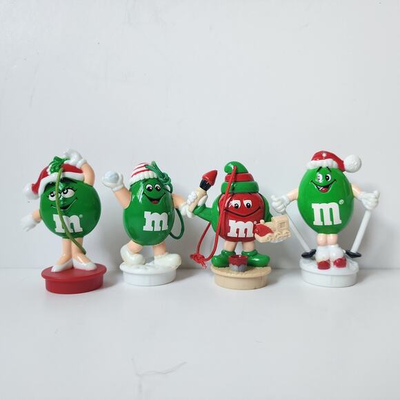 Vintage M&M Christmas Ornaments Yellow Green Red Candy Tube Topper Lot Of 24 - Picture 4 of 9